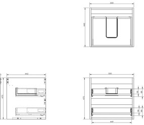 Mexen Box-A, závesná skrinka 50 cm, 2 zásuvky, dub, 91AX0-0500-470-2-81