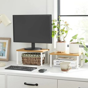 Stojan na koreničky, sada 2 ks policového organizéra, biela a prírodná farba