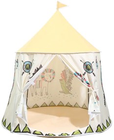 LEAN TOYS Indiánsky stan pre deti Teepee 125 cm  - béžový