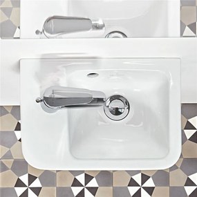 VILLEROY &amp; BOCH O.novo Compact závesné umývadielko s otvorom vľavo, s prepadom, 360 x 250 mm, biela alpská, s povrchom AntiBac a CeramicPlus, 434236T2