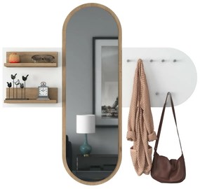 Nástenný vešiak so zrkadlom Pomi White and Walnut