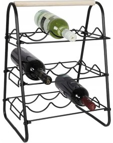 Kovový stojan na víno pre 9 fliaš