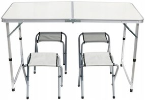 Bestent Kempingový stôl 120x60cm a 4 stoličky White