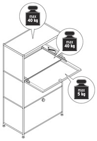 Kovový regál »CN3« s 3 výklopnými priehradkami, biely