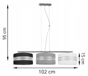Závesné svietidlo ELEGANCE, 3x textilné tienidlo (mix 4 farieb)