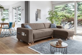 Hnedá rozkladacia/s úložným priestorom rohová pohovka Classy Sophie – Miuform