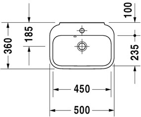 Duravit Happy D.2 - Umývadlo 500x360 mm, s prepadom, biela 0709500000