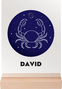 ČistéDrevo Vaše znamenie s menom na akrylovom skle - svetlý stojan Zvolte znamení zvěrokruhu: Rak