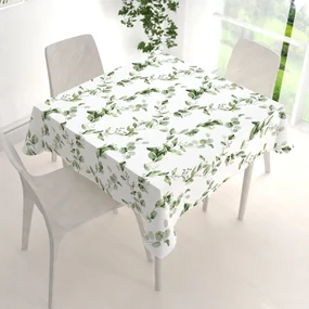 Biante Bavlnený štvorcový obrus Sandra SA-422 Zelené listy na bielom 100x100 cm