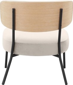 Krémovobiele zamatové kreslo s podnožkou Jerry – Støraa