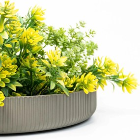 Dekoračná miska ORYVEN, sklolaminát s drážkami, priemer 30 cm, sivá