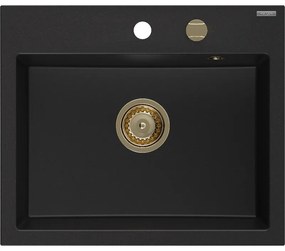 Mexen Oscar, 1-komorový granitový drez 580x490x205 mm, čierna, 6519581000-77-G