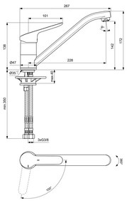 Ideal Standard Ceraflex - Kuchynská batéria nízkotlaková, chróm BC130AA