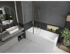 Mexen Flip, vaňová zástena 1-krídlová 120 x 150 cm, otočné krídlo, 6 mm číre sklo, zlatý profil, 894-120-101-50-00