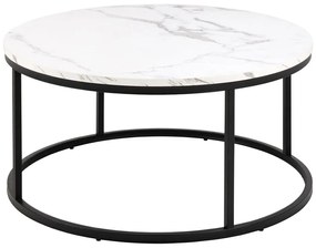 Biely okrúhly konferenčný stolík s doskou v dekore mramoru ø 80 cm Spiro – Actona