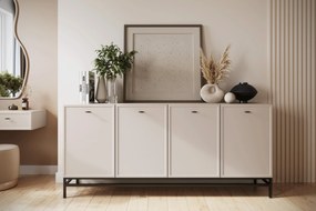 Komoda Lorini 200 cm na stojane - kašmírová / čierne úchytky T