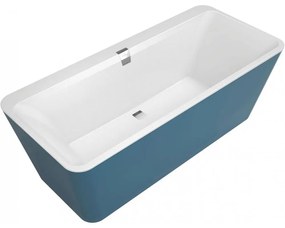 VILLEROY &amp; BOCH Squaro Edge 12 Excellence voľne stojaca vaňa z materiálu Quaryl (bez spoja medzi panelom a vaňou), odtok v strede, s napúšťaním cez prepad, 1800 x 800 x 620 mm, Colour on Demand, Stone White, UBQ180SQE9T2BCV-RW