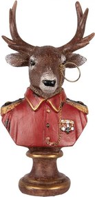 Červeno-hnedá vianočná dekorácia busta jeleň Deer - 10*8*19 cm