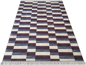 DY Tmavomodrý koberec s geometrickým vzorom Blanka 01 Rozmer: 80x200 cm