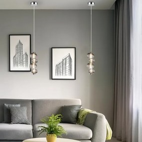 LED závesný luster na lanku BOLLA LED/17W/230V pr. 16 cm lesklý chróm/dymová sivá