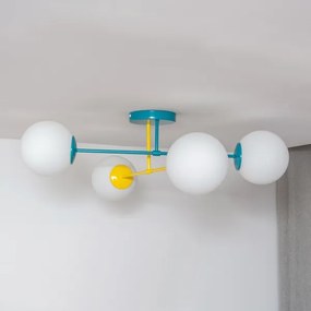 Prisadený luster MOON 4xE27/15W/230V tyrkysový/žltý