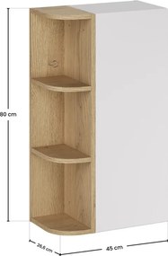 Závesná kúpeľňová skrinka Aster 45 cm biela/dub cremona