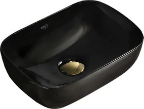 BPS-koupelny Keramické umývadlo na dosku HYD-MO-BL-370 37x25 cm, čierne