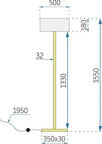 Toolight - Podlahová stojaca lampa E27 APP966-1F, zlatá-biela, OSW-04051