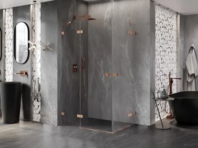 Mexen Lunar Duo, výklopný sprchový kút 100 x 90 cm, 8mm číre sklo, profil medená matná, 834-100L-090P-65-00