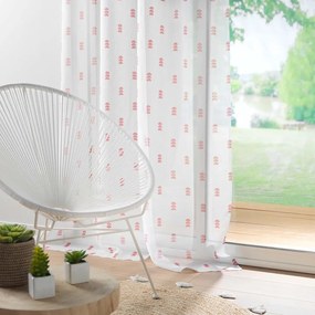 Bielo-ružová voálová záclona 140x240 cm Geokid – douceur d'intérieur