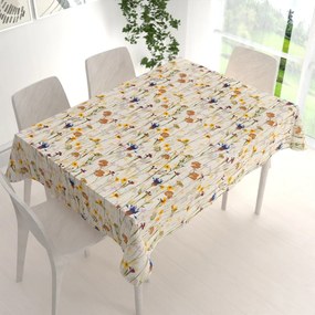 Biante Bavlnený obdĺžnikový obrus Sandra SA-571 Lúčne kvety na krémovom 50x100 cm