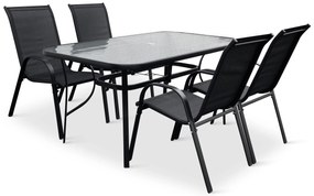 Noela Záhradný jedálenský set Klaudia transparentný + 4x kovová stolička Ramada