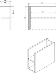 Sapho Sapho, LOREA skrinka 180x46x51,5cm (80+20+80cm), dub alabama/biela matná, LE080-2231-05