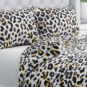 Biante Bavlnené posteľné obliečky Sandra SA-409 Leopardí vzor na bielom Predĺžené 140x220 a 70x90 cm