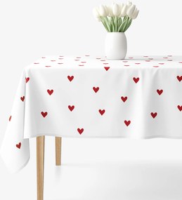 Goldea hranatý obrus 100% bavlnené plátno - červené srdiečka na bielom 80 x 80 cm