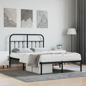 Kovový rám postele s čelom čierny 120x200 cm 352576
