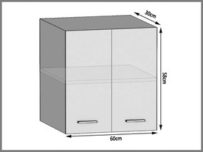 Kuchynská skrinka Belini horná 60 cm eben kráľovský  TOR SG2-60/2/WT/HK/0/U