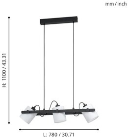 Eglo 43426 - Luster na lanku HORNWOOD 1 3xE27/28W/230V