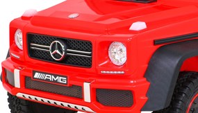 Ramiz Mercedes G63 AMG elektrické autíčko pre deti červené + diaľkové ovládanie + 6 EVA kolies + pomalý štart + MP3 + LED