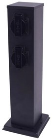 Vonkajší zásuvkový stĺpik 2Z SCHUKO 230V IP44 40 cm čierna