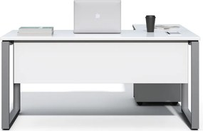 Rohový kancelársky stôl s kontajnerom Houseland Prime Home 01 160 cm biely