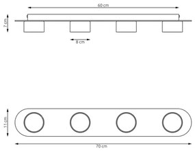 Stropné svietidlo DIAZ 4xGX53/12W/230V čierna/hnedá