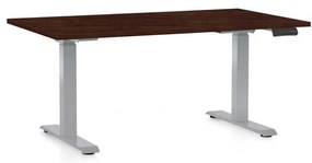 Výškovo nastaviteľný stôl OfficeTech D, 140 x 80 cm, sivá podnož, wenge