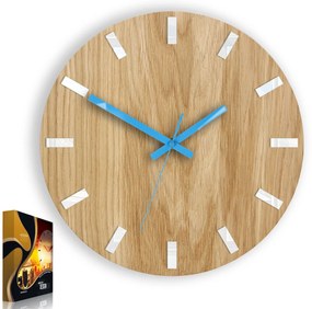 Nástenné hodiny Simple Oak hnedo-tyrkysové
