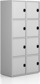 Kancelárska skriňa FRAME, 8x dvere, 872 x 450 x 1735 mm, kódový zámok, sivá