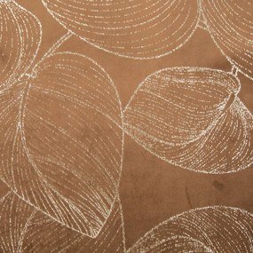 Zamatový stredový obrus s lesklou potlačou listov hnedej farby