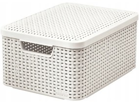 Krémovobiely plastový úložný box s vekom 29x39x19 cm Style – Curver