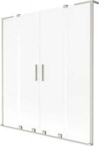 Mexen Velar L Duo, 2-krídlová posuvná vaňová zástena 150 x 150 cm, 8mm sklo námraza, brúsená oceľ, 896-150-003-32-97