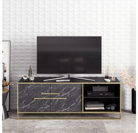 TV stolík/skrinka Poppy 6 (zlatá + čierna) . Vlastná spoľahlivá doprava až k Vám domov. 1102473