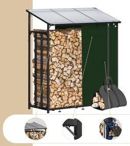 Prístrešok na palivové drevo CORINA, 198x163x70cm, antracitová/zelená Gardebruk